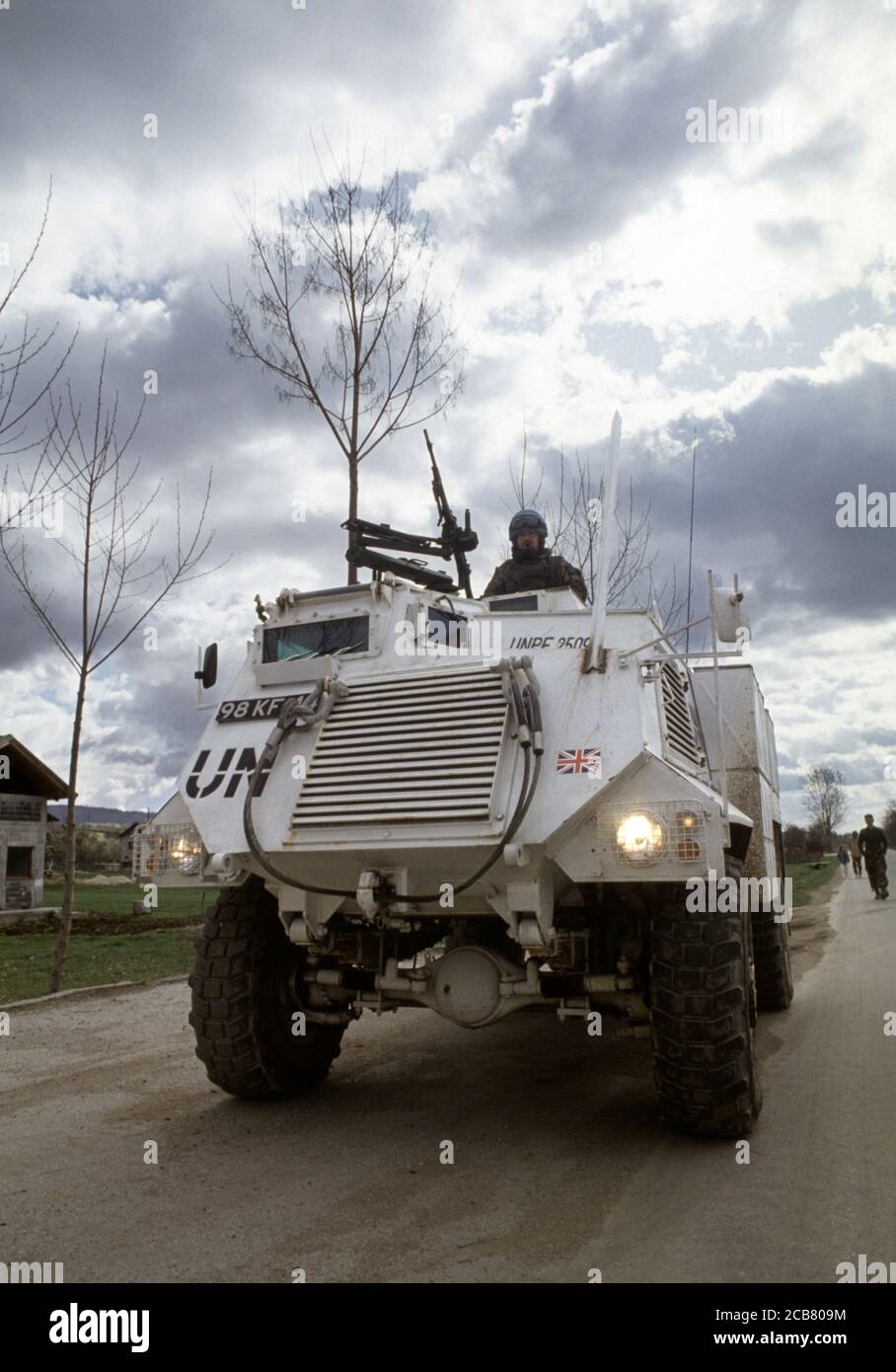 3 aprile 1994 durante la guerra in Bosnia: Esercito britannico Ass Sassoni del Reggimento del Duca di Wellington su Route Diamond, a nord-ovest di Vitez. Foto Stock