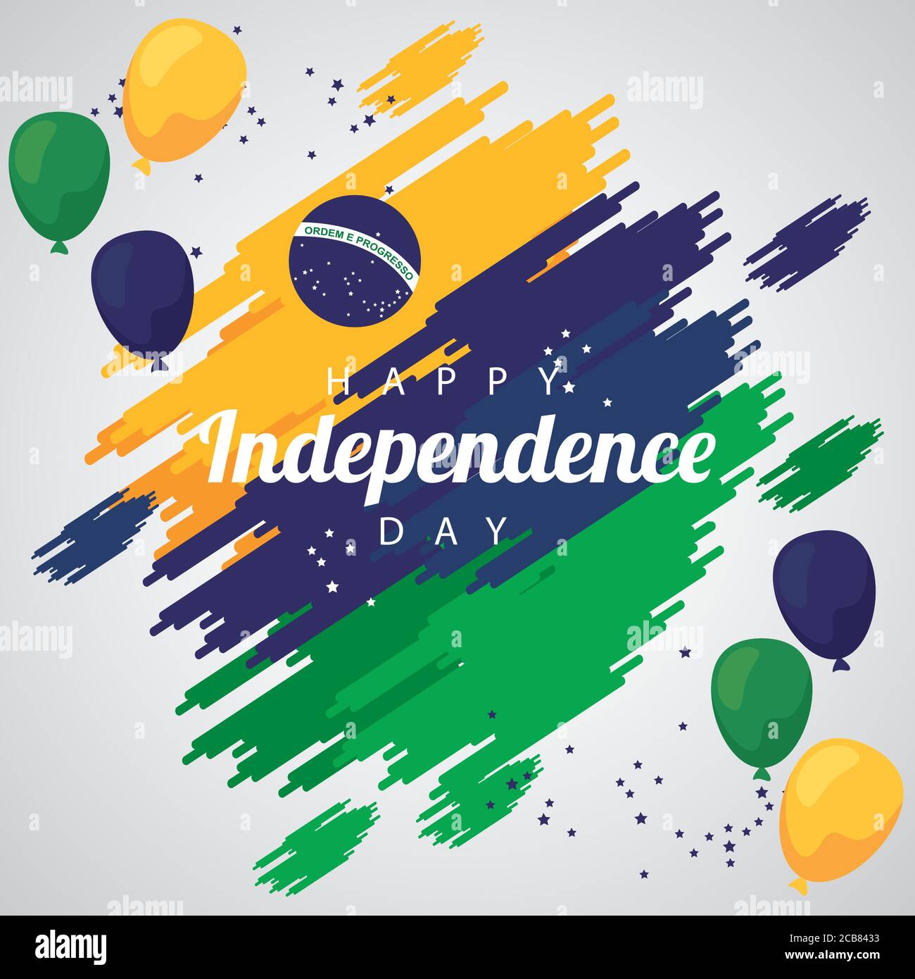 brasile felice festa indipendente giorno con bandiera in palloncini elio disegno di illustrazione vettoriale Illustrazione Vettoriale