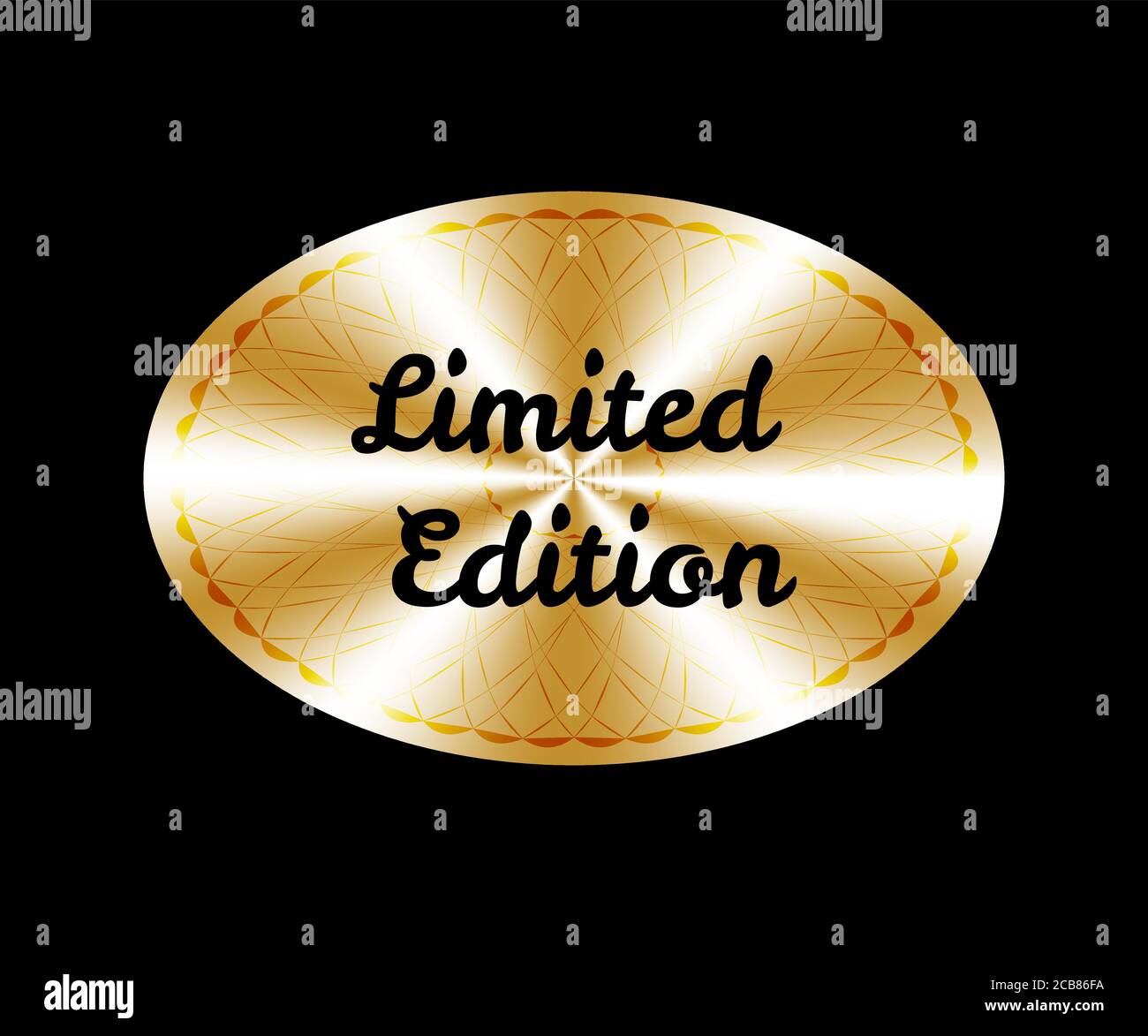 Etichetta ovale dorata in edizione limitata. Medaglia, premio, segno, icona, logo, sigillo. Tag vettoriale d'oro per la progettazione di etichette Illustrazione Vettoriale