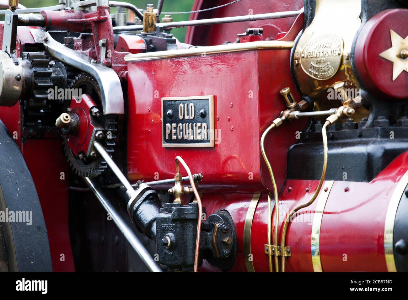 Dettagli del vecchio motore a vapore d'epoca Peculier Foto Stock