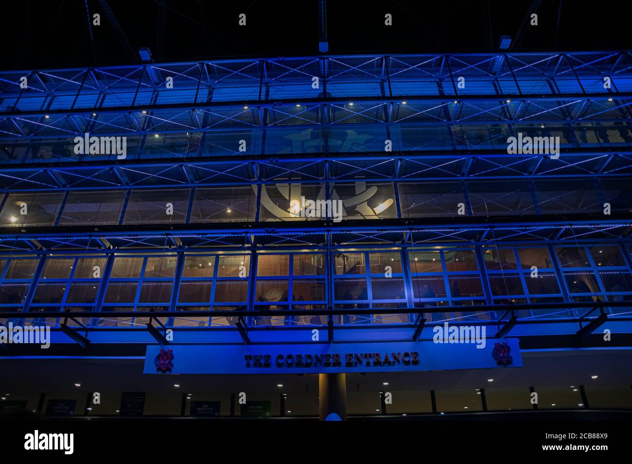 Scena notturna e architettura dello stadio di Melbourne dall'Australia, Melbourne 2018 Foto Stock