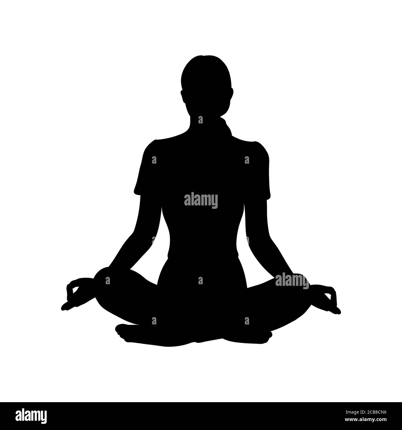 Sukhasana o posa facile con Chin Mudra. Pratica di yoga. Vettore. Illustrazione Vettoriale