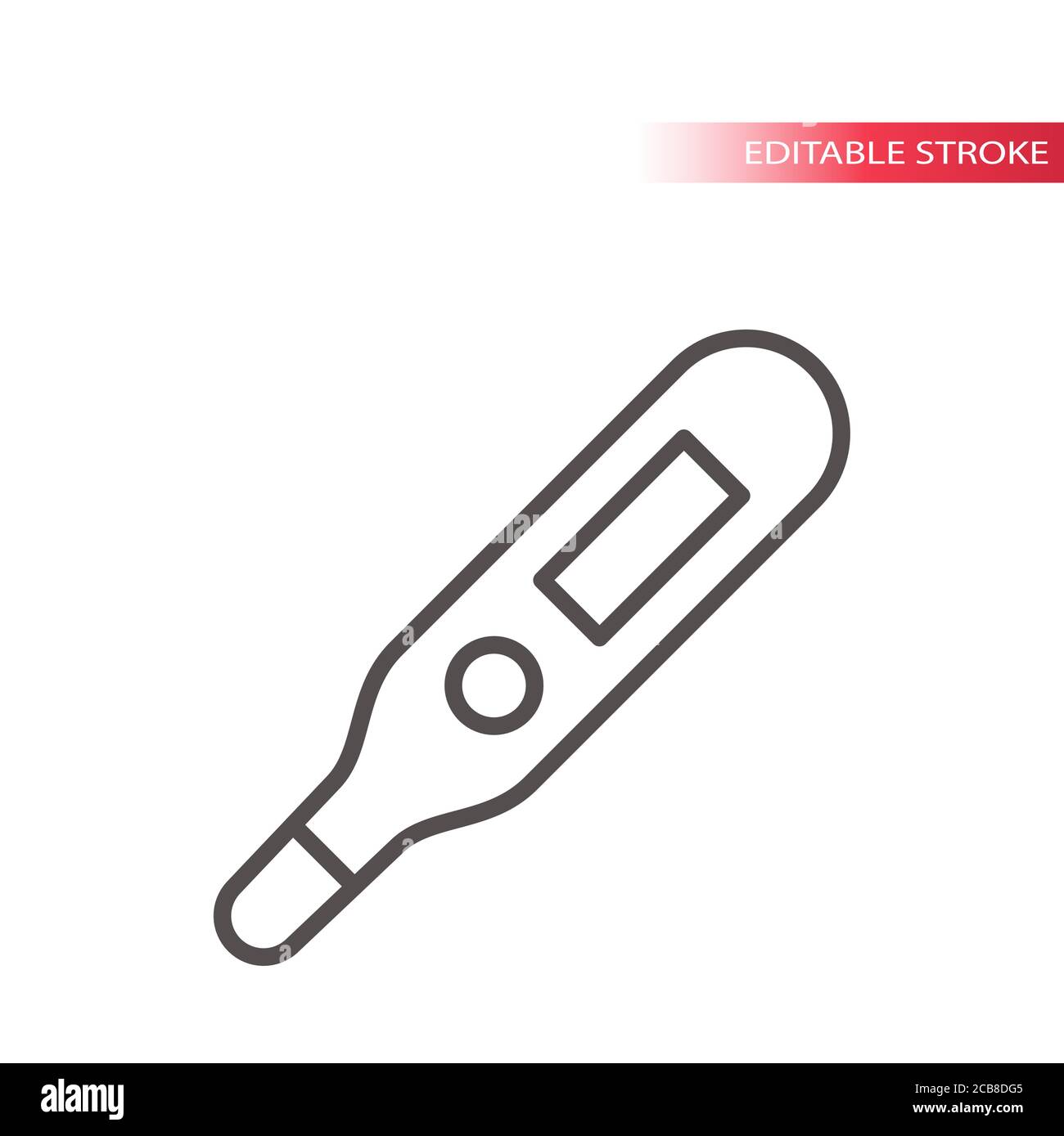 Termometro corporeo icona vettoriale semplice. Simbolo del termometro medico con tratto modificabile a linea sottile. Illustrazione Vettoriale