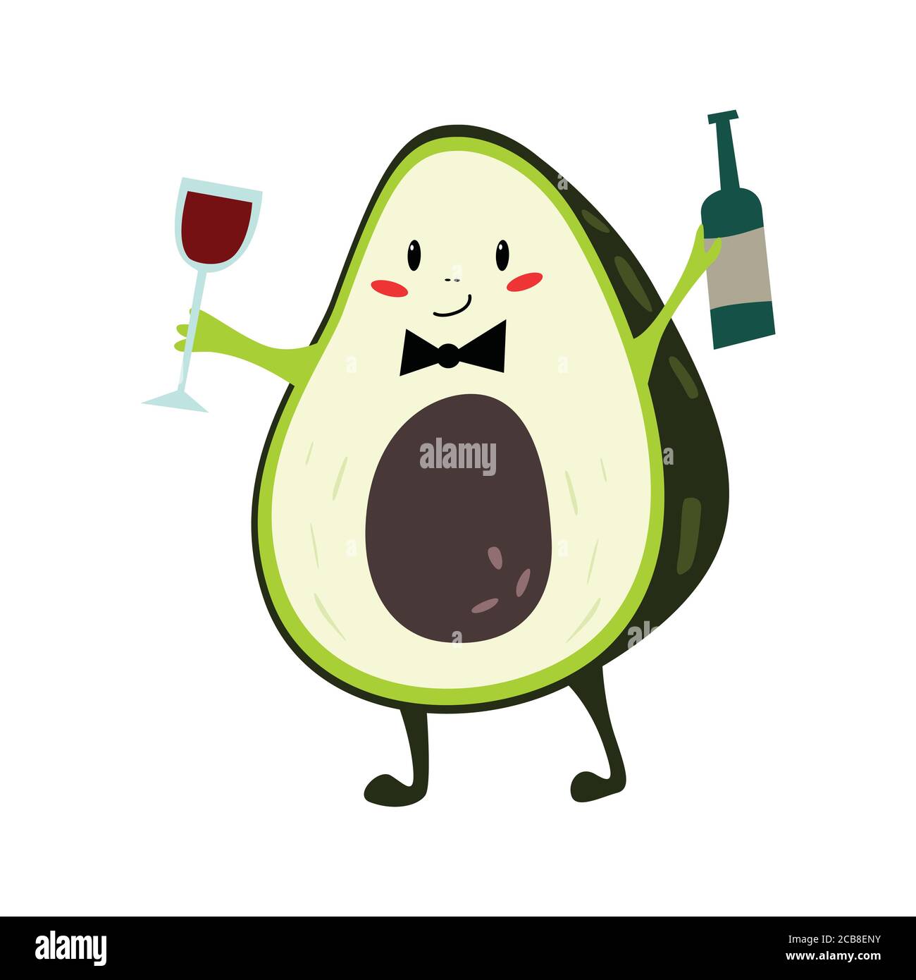 Personaggio Avocado divertente. Biglietto d'auguri con avocado dolce. Illustrazione Vettoriale