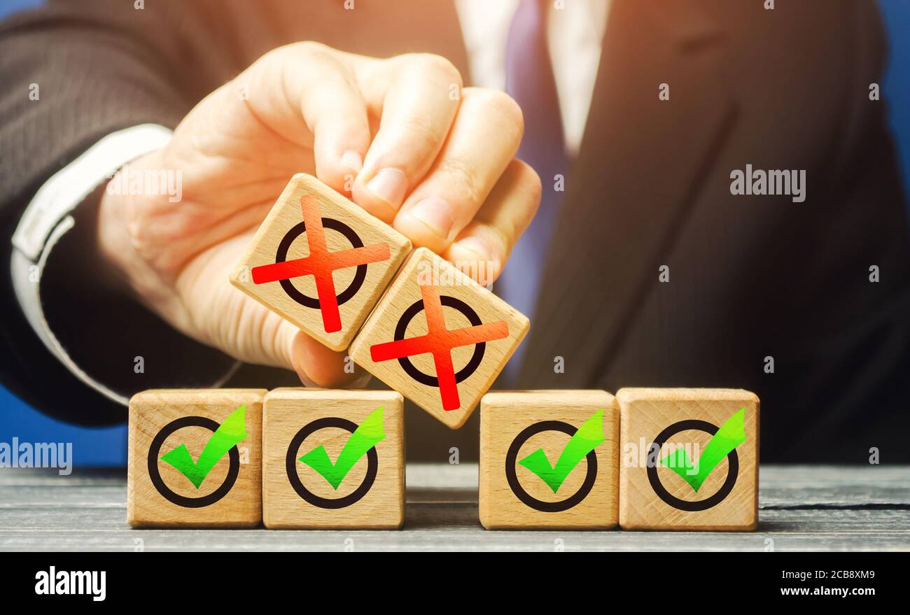 Ufficiale crea ostacoli burocratici nei processi di concessione delle licenze. Violazione intenzionale dei termini del contratto, cessazione della trattativa. Backg danneggiato Foto Stock