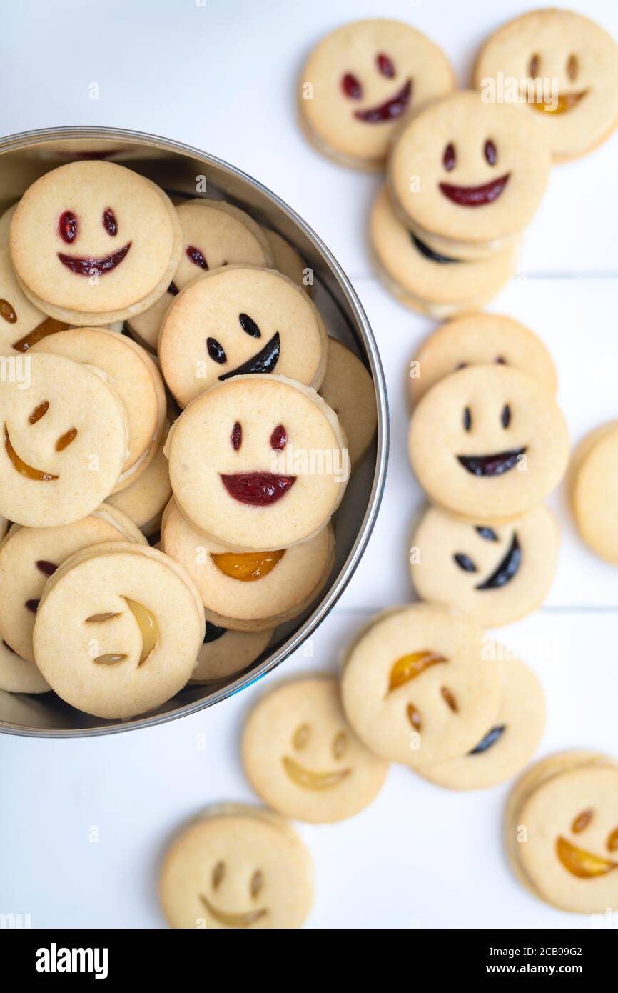 Dodgers Jammie fatto in casa. Biscotti facciali sorridenti Foto Stock