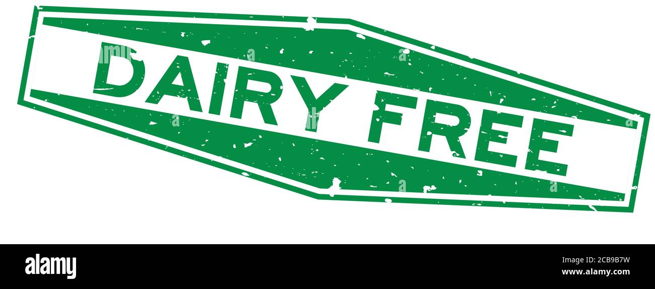 Grunge verde senza latteria parola esagonale guarnizione in gomma stampigliata su sfondo bianco Illustrazione Vettoriale