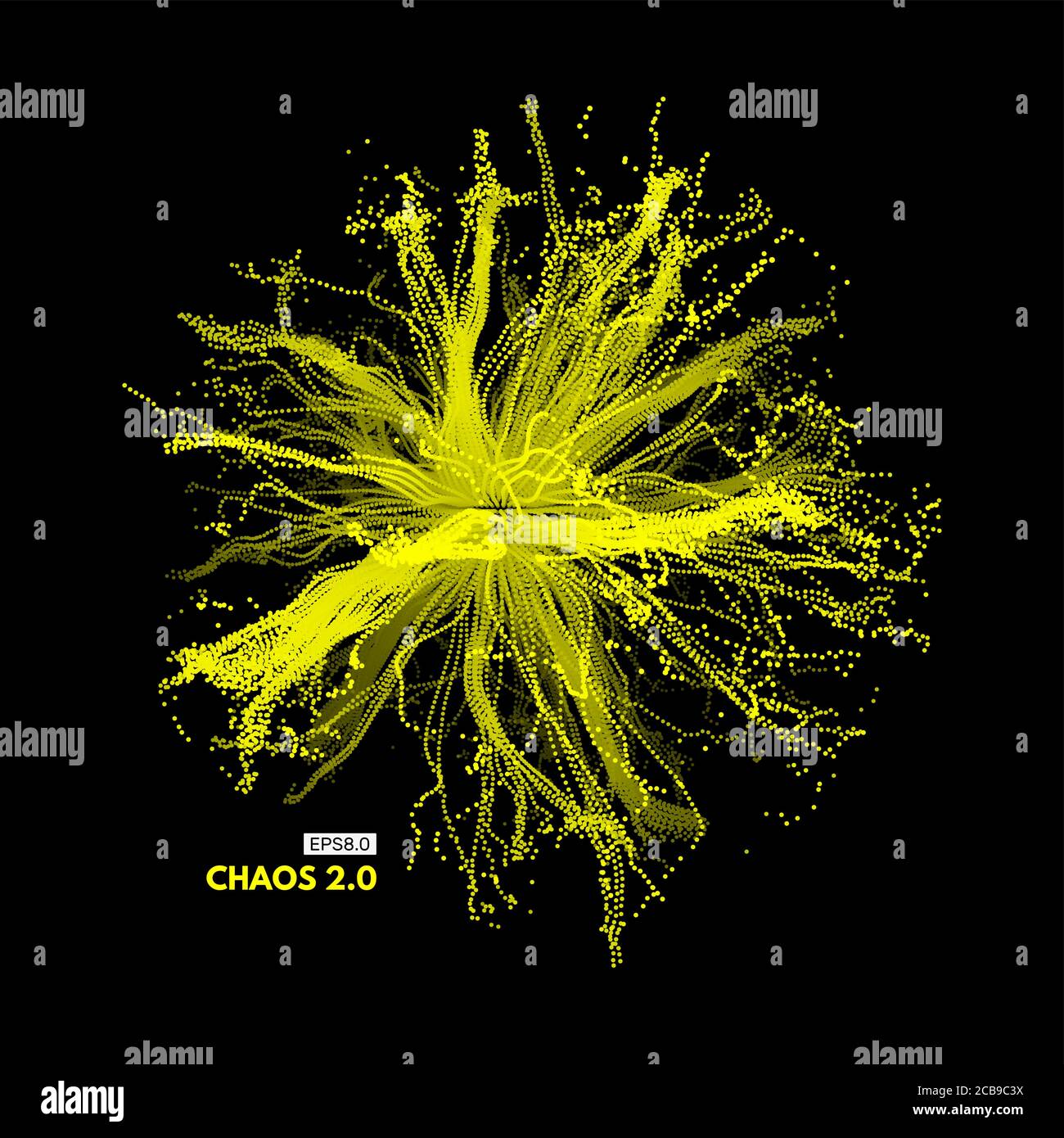 Array con particelle di dinamica. 3d la tecnologia avveniristica stile. Abstract background. Illustrazione Vettoriale. Illustrazione Vettoriale