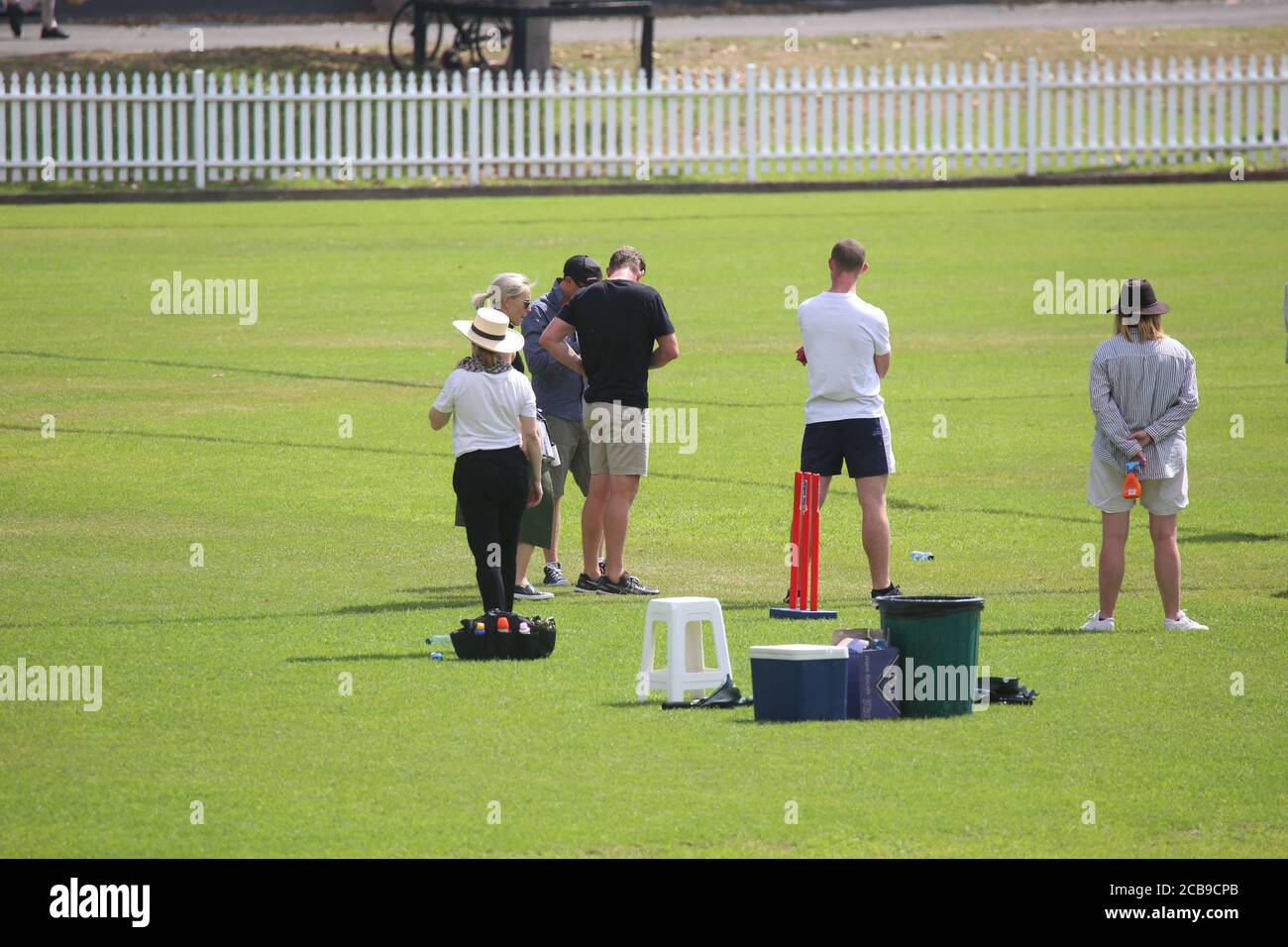 Cricketer Brett Lee filmata nel Bicentennial Park, Glebe. Foto Stock