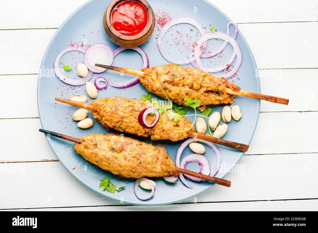 Spiedini di carne tritati o lula kebab. Agnello di lula kebab grigliato Foto Stock