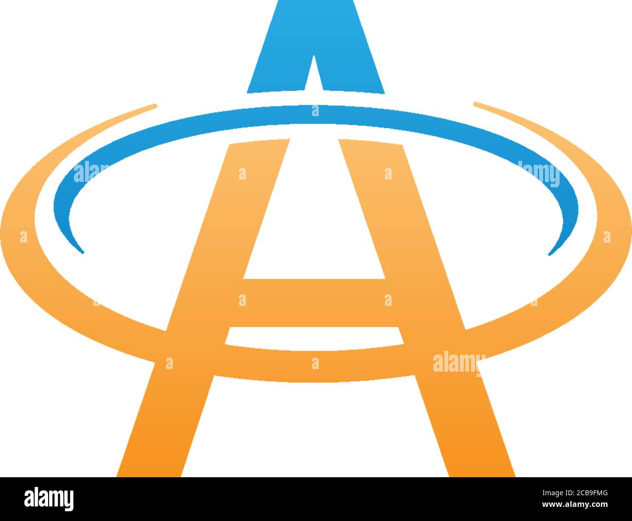 Un logo circolare della lettera, un cerchio di icone della lettera A + Illustrazione Vettoriale