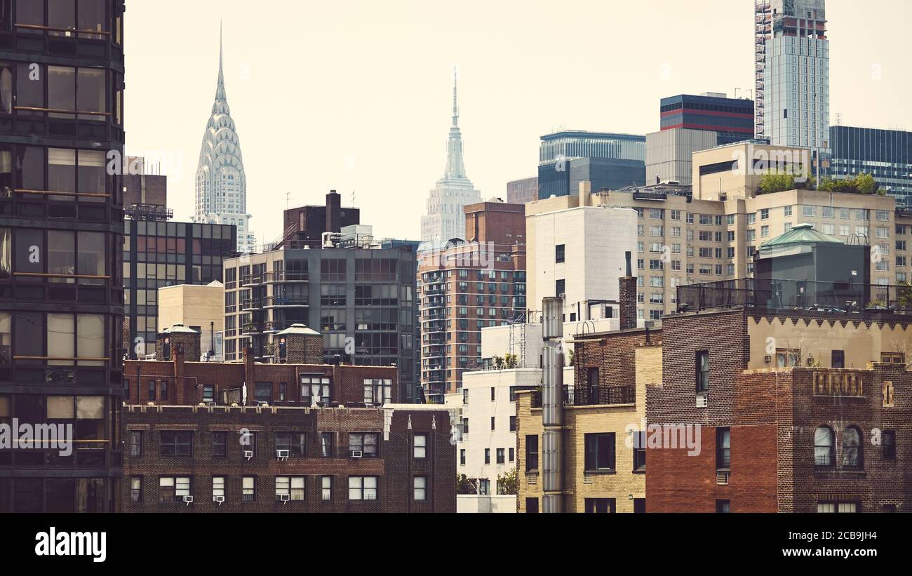 Immagine colorata del paesaggio urbano di Manhattan, New York City, USA. Foto Stock