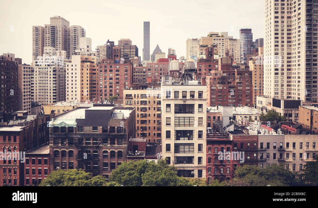Retrò tonica foto di New York cityscape, STATI UNITI D'AMERICA. Foto Stock