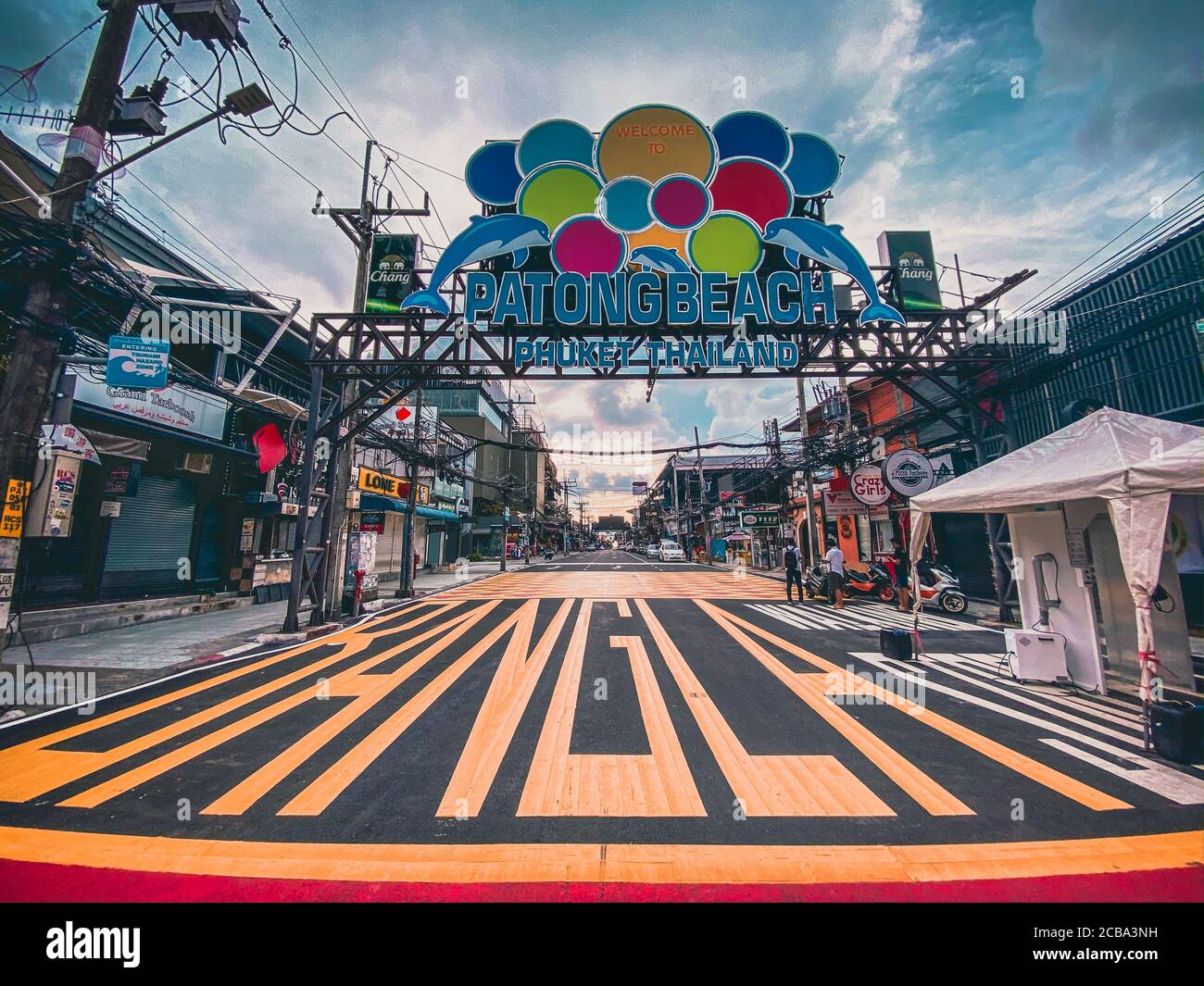 Bangla strada in Patong spiaggia a Phuket durante Covid Coronavirus Pandemia in Thailandia Foto Stock