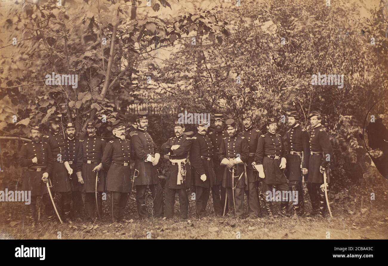Il generale McClellan e il personale, ca. 1863. Foto Stock