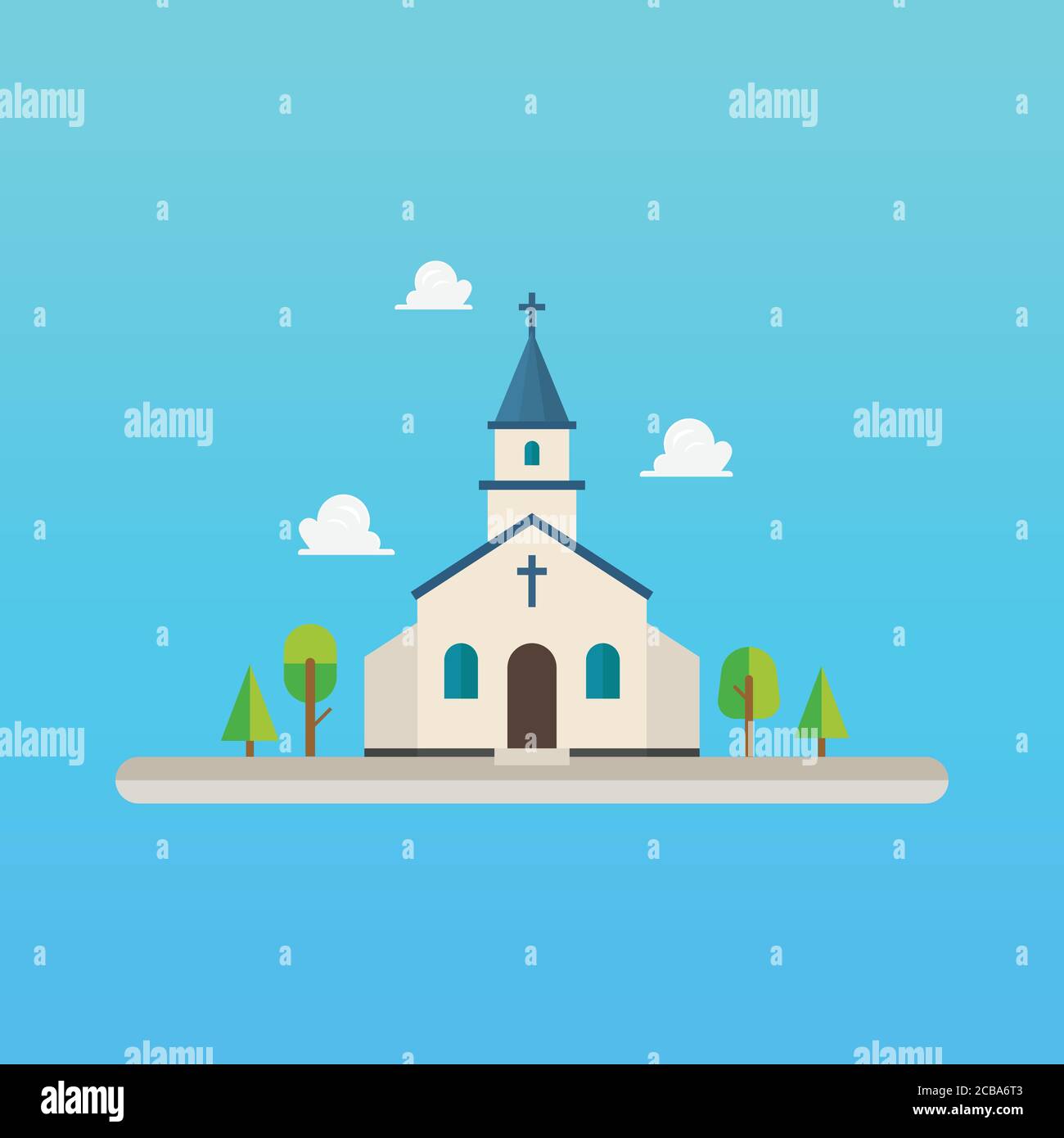 Chiesa in stile piatto. Illustrazione vettoriale Illustrazione Vettoriale