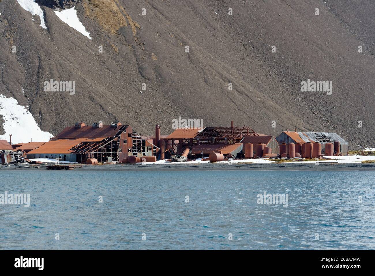 Ex stazione di caccia alle balene di Stromness, Stromness Bay, Georgia del Sud, Georgia del Sud e Isole Sandwich, Antartide Foto Stock