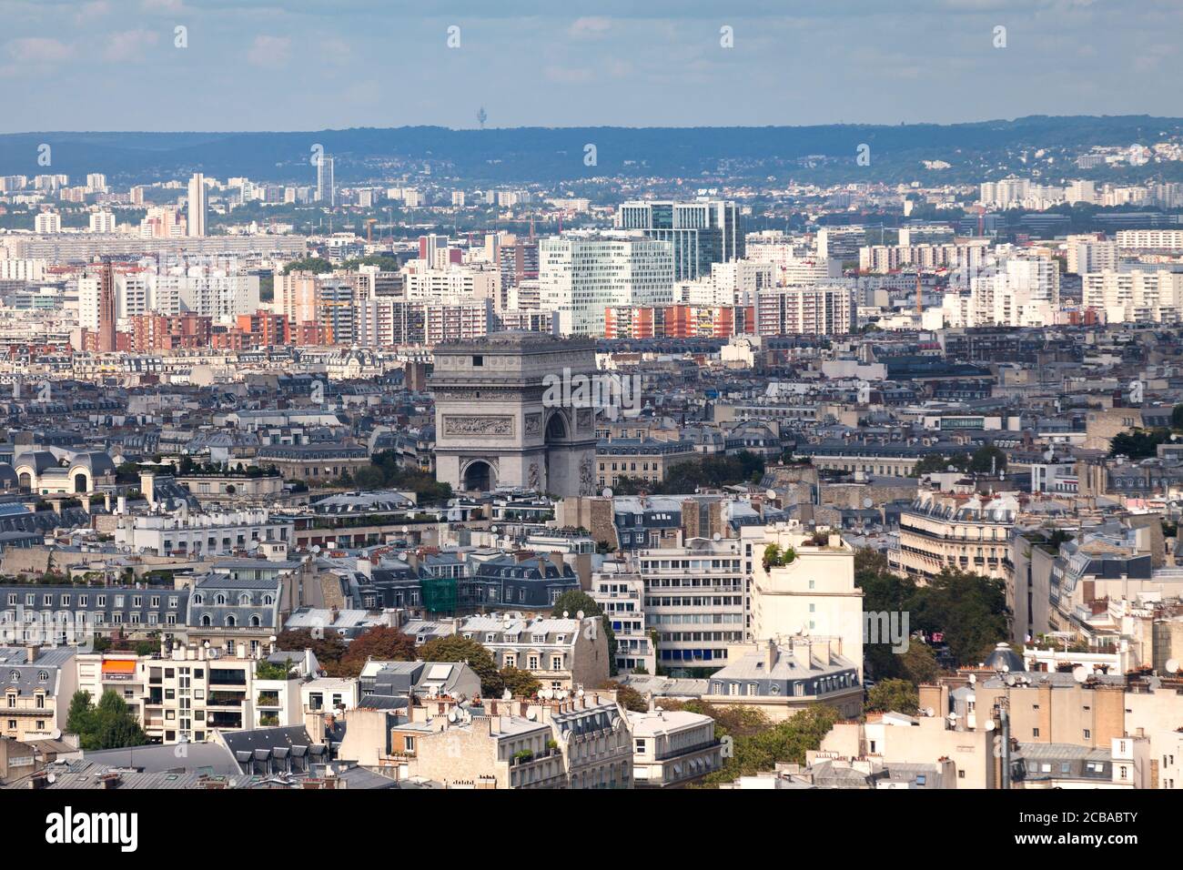Parigi, Francia - Settembre 01 2016: Veduta aerea dell'Arco di Trionfo de l'Étoile (in inglese: Arco trionfale della Stella) è uno dei monu più famosi Foto Stock