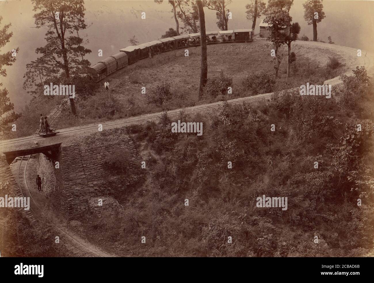 Ferrovia-Loop di Darjeeling Road, 1860-70. Foto Stock
