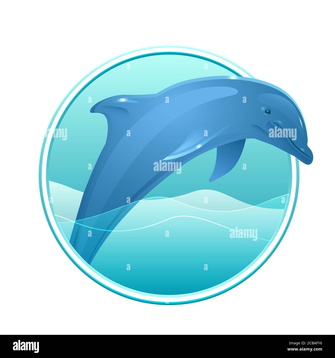 Illustrazione vettoriale di un delfino e di un mare nel cerchio per loghi, icone, elementi di design per la tua creatività Illustrazione Vettoriale Illustrazione vettoriale di un delfino e di un mare nel cerchio per loghi, icone, elementi di design per la tua creatività Illustrazione Vettoriale