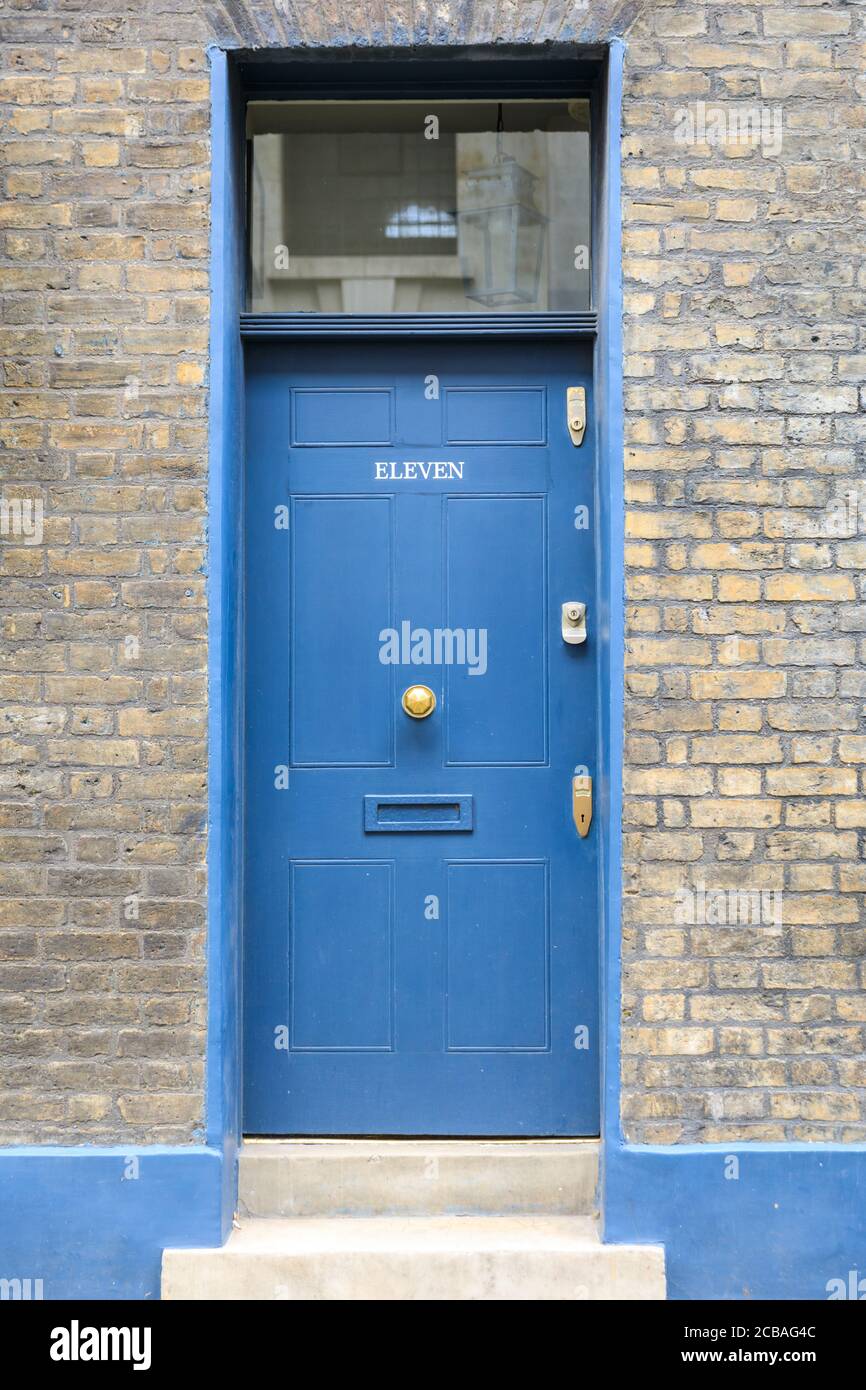 Dettaglio della porta, architettura georgiana storica restaurata in Princelet Street e Wilkes Street, Spitalfields, E1, East London, England, UK Foto Stock