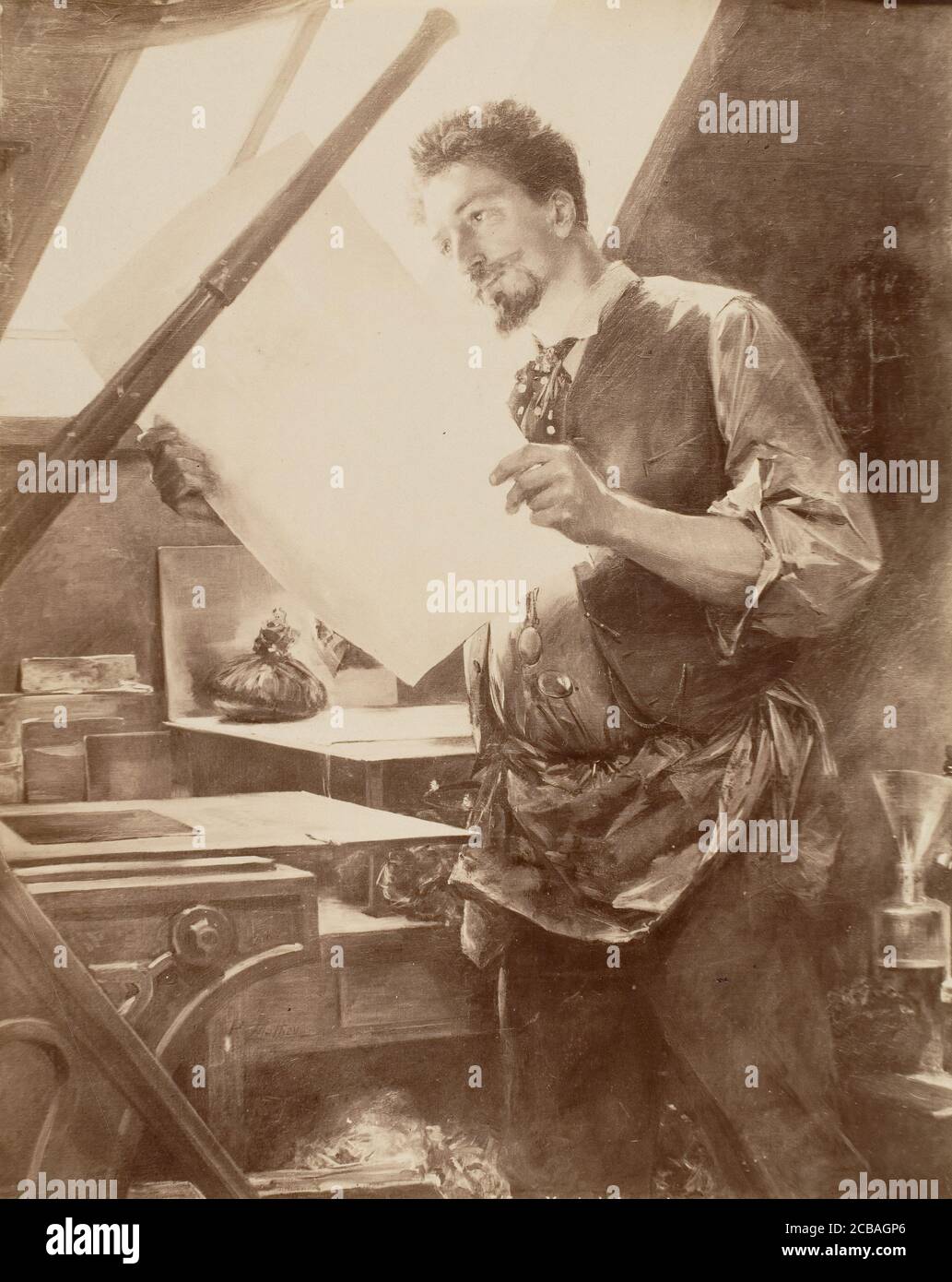 Portrait d'un graveur, 1860-70. Foto Stock