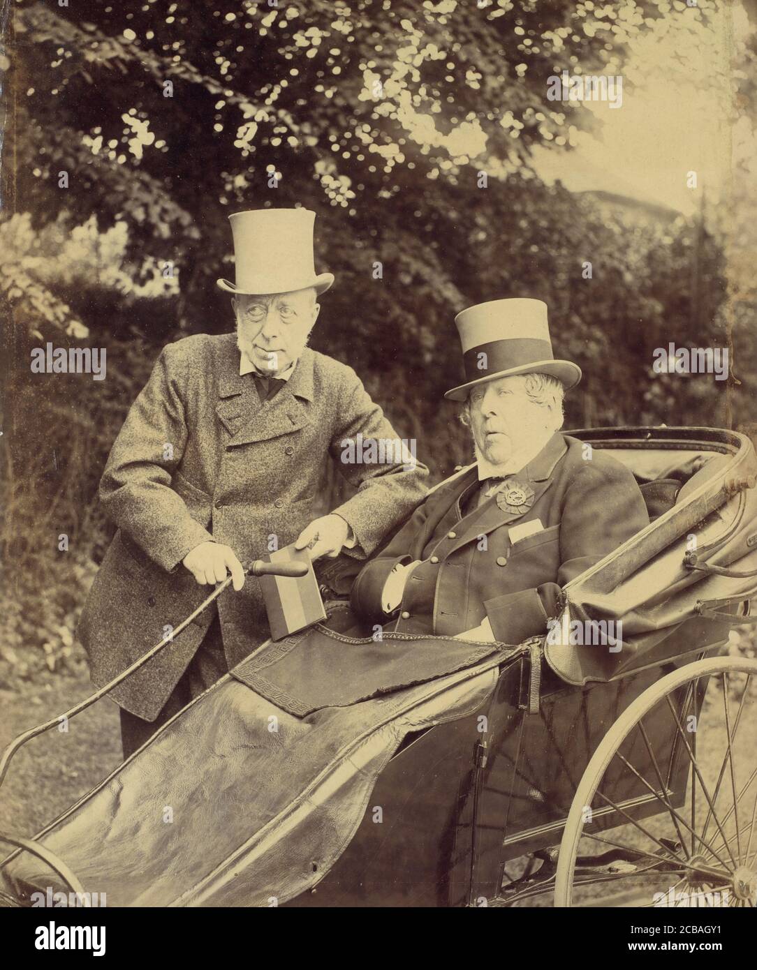 Due signori, uno nel carrello, 1860-70. Foto Stock