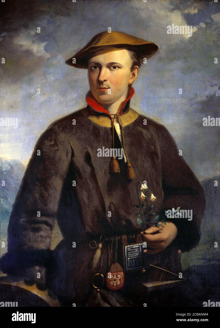 Carl Linnaeus (1707-1778) è stato un botanico, zoologo e medico svedese che formalizzò la nomenclatura binomiale, il moderno sistema di denominazione degli organismi. È conosciuto come il 'padre della tassonomia moderna'. Molti dei suoi scritti erano in latino, e il suo nome è reso in latino come Carolus Linnæus. È raffigurato nell'abito tradizionale del popolo Sami della Lapponia, il suo luogo di nascita nella Svezia meridionale, che tiene Linnaea borealis che divenne il suo emblema personale. Pittura di Hendrik Hollander (1823-1884) Foto Stock