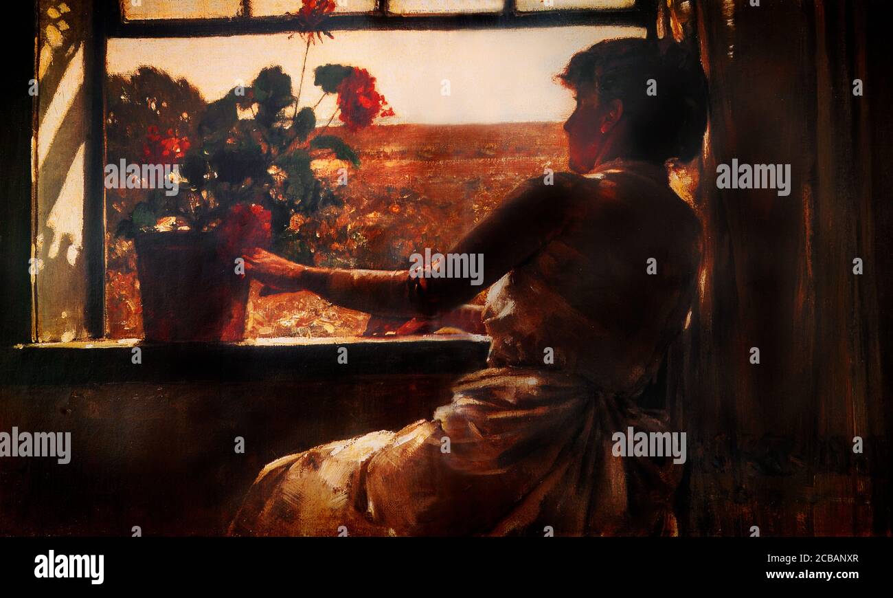 'Serata ummer' di Frederick Childe Hassam (1859-1935), un pittore impressionista americano, noto per le sue scene urbane e costiere. Hassam è stato strumentale nel promulgare l'impressionismo ai collezionisti, ai commercianti e ai musei americani. Nel corso della sua carriera ha prodotto oltre 3,000 dipinti, oli, acquerelli, acquarelli e litografie ed è stato un influente artista americano degli inizi del XX secolo. Foto Stock