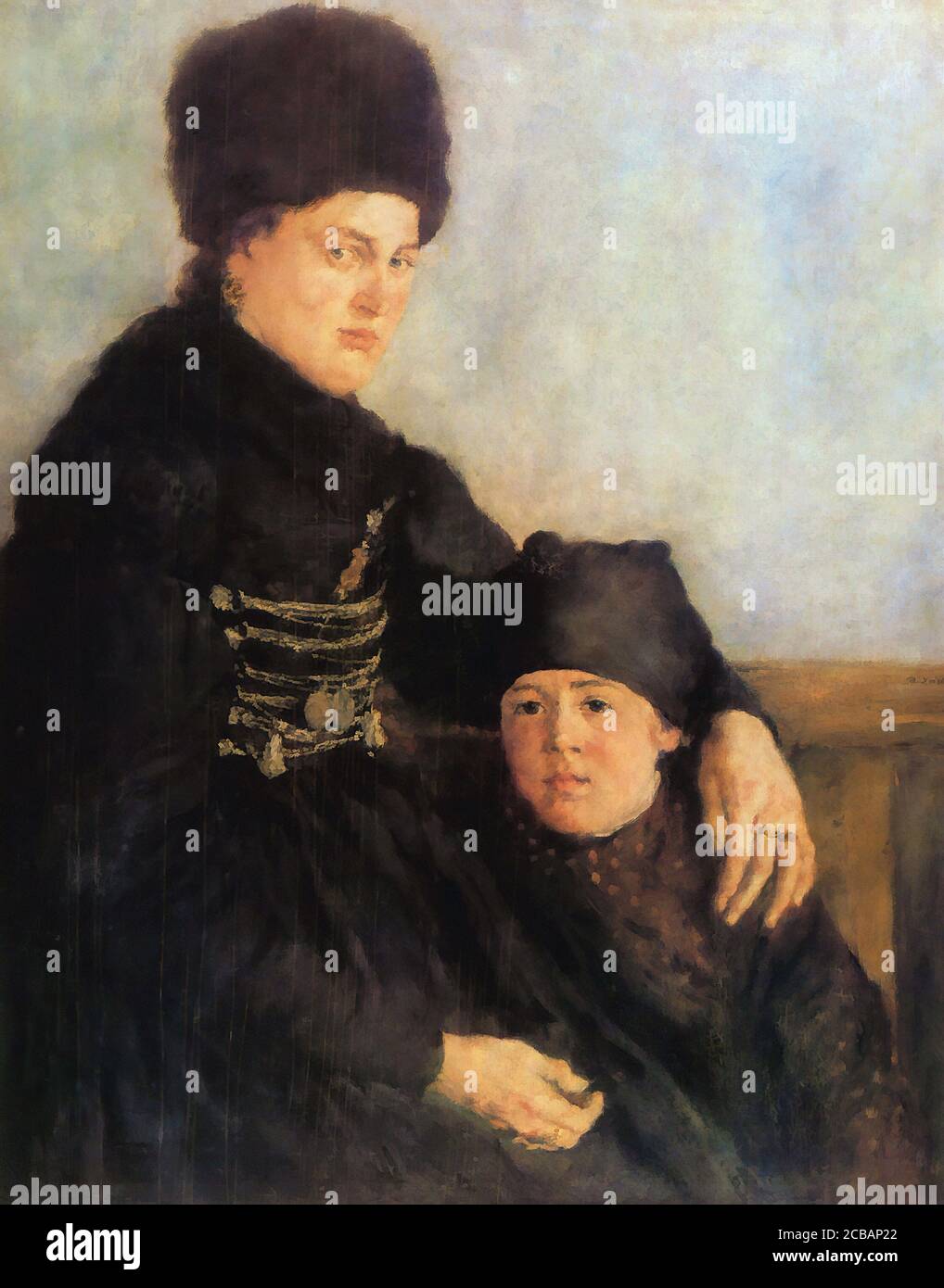 Leibl Wilhelm - Dachauerin mit Kind - Scuola di tedesco - 19 ° secolo Foto Stock