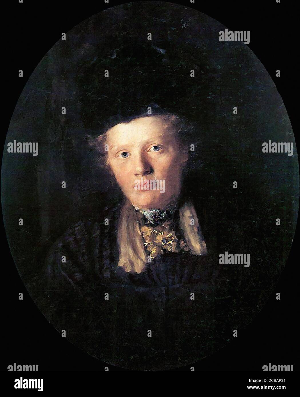 Leibl Wilhelm - Das MÃ¤dchen mit Der Pelzhaube - Tedesco Scuola - 19 ° secolo Foto Stock