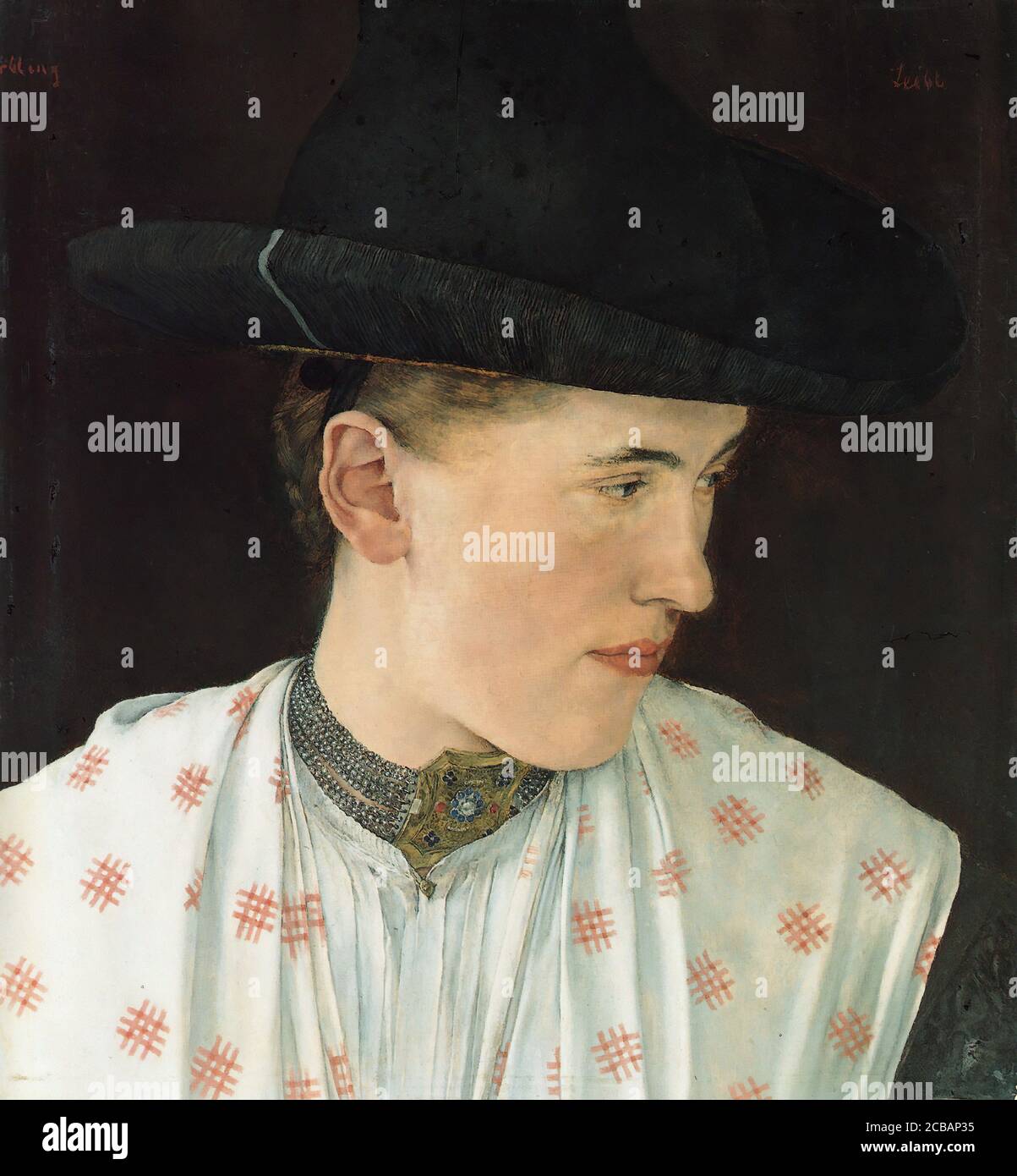 Leibl Wilhelm - Das MÃ¤dchen mit Der Nelke frammento 1 - Scuola tedesca - 19 ° secolo Foto Stock