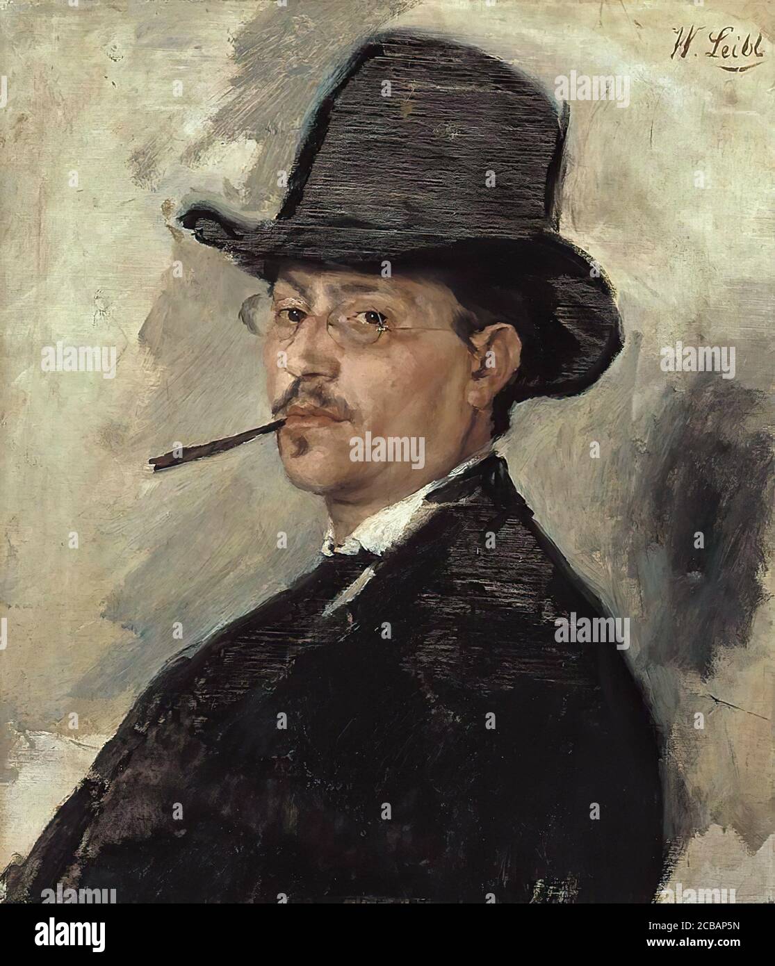 Leibl Wilhelm - Der Maler Carl Schuch - Scuola di tedesco - 19 ° secolo Foto Stock