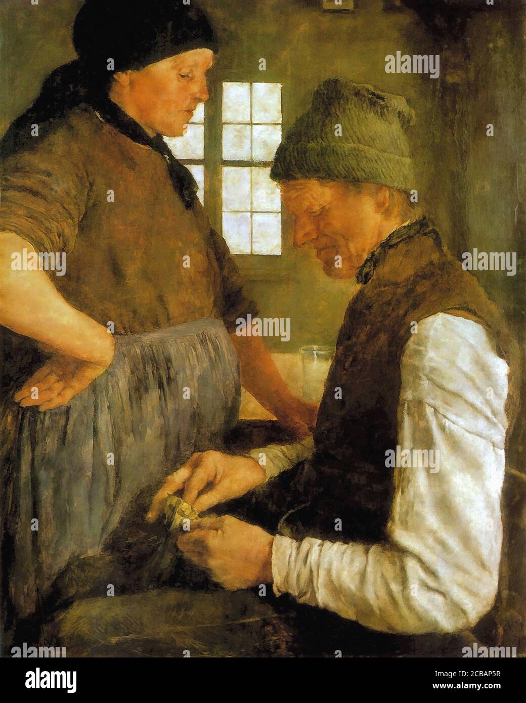 Leibl Wilhelm - Der Spargroschen - Scuola di tedesco - 19 Secolo Foto Stock