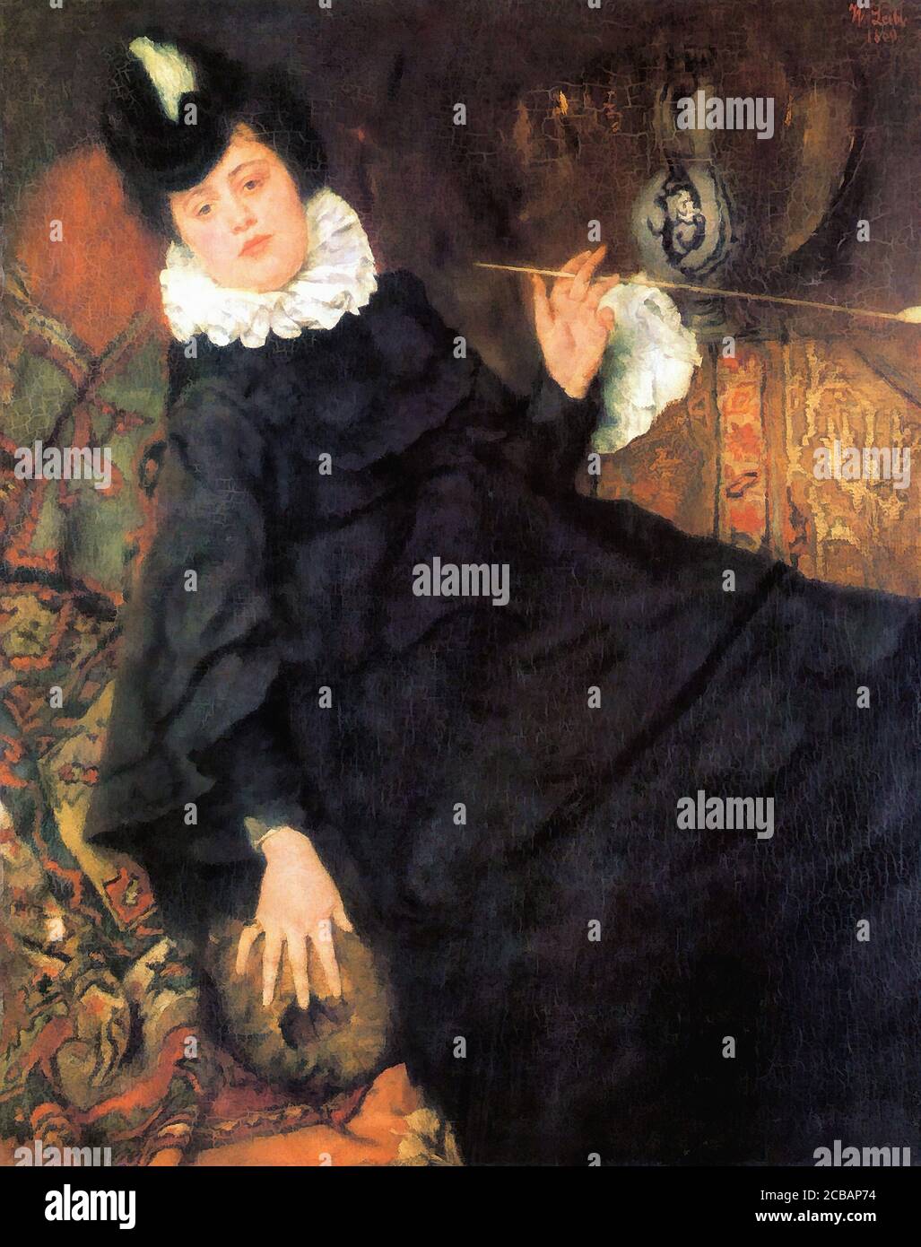 Leibl Wilhelm - Die Junge Pariserin - Scuola di Tedesco - 19 ° secolo Foto Stock