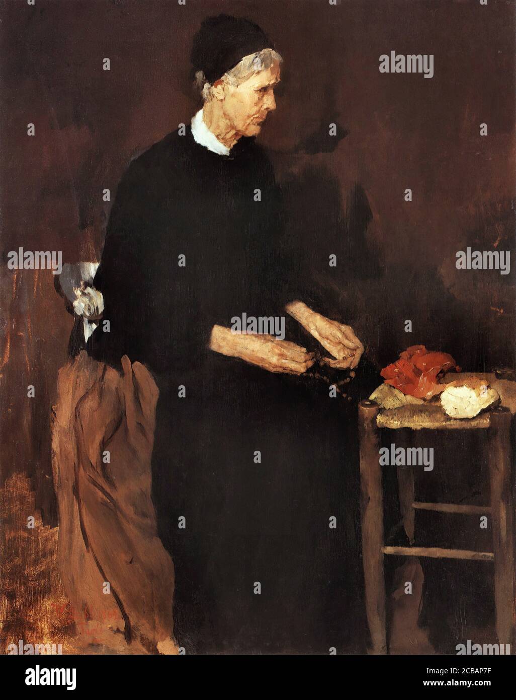 Leibl Wilhelm - Die Alte Pariserin - Scuola di Tedesco - 19 ° secolo Foto Stock