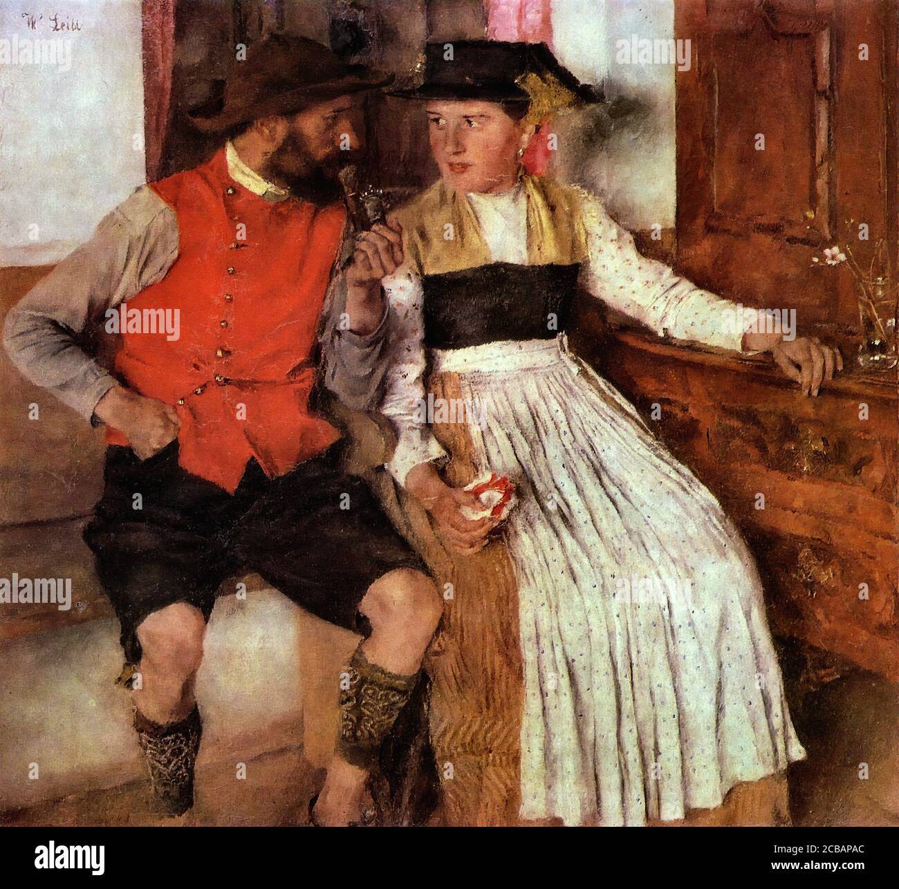 Leibl Wilhelm - in Der Bauernstube - Scuola di Tedesco - 19 ° e inizio del 20 ° secolo Foto Stock