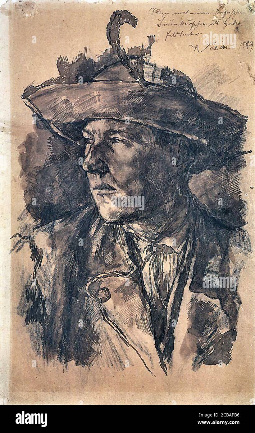 Leibl Wilhelm - Kopf eines Bauernburschen ALS Haberfeldtreiber - Tedesco Scuola - 19 ° secolo Foto Stock