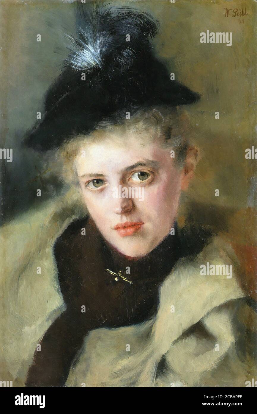 Leibl Wilhelm - Ritratto della moglie di Frau Richter l'Apotecario - Scuola tedesca - 19 ° secolo Foto Stock