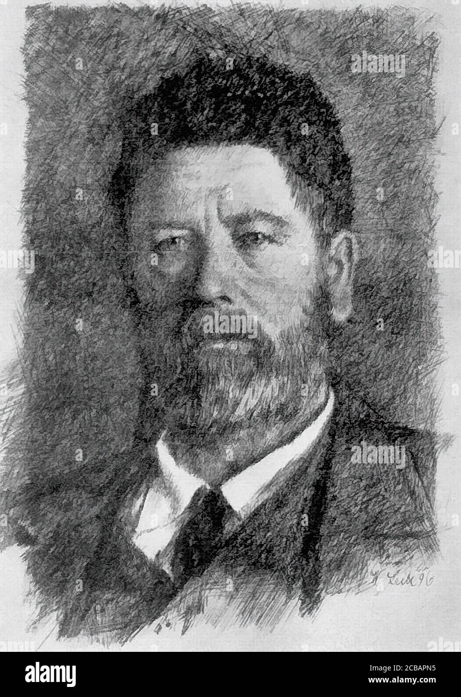 Leibl Wilhelm - Self Ritratto 4 - Scuola di Tedesco - 19 ° secolo Foto Stock