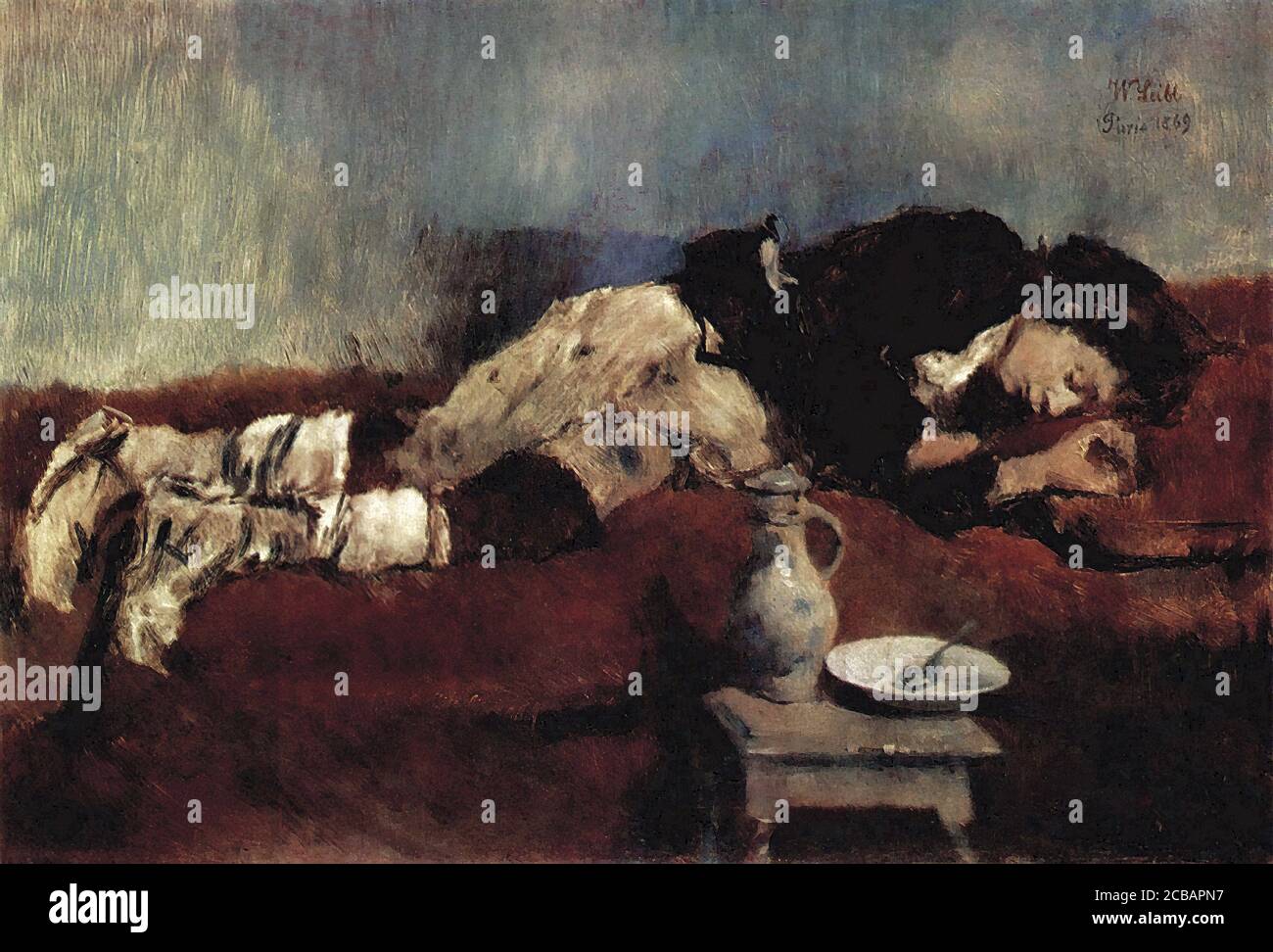 Leibl Wilhelm - Schlaafender Savoyardne Knabe - Scuola di Tedesco - 19 ° e inizio del 20 ° secolo Foto Stock