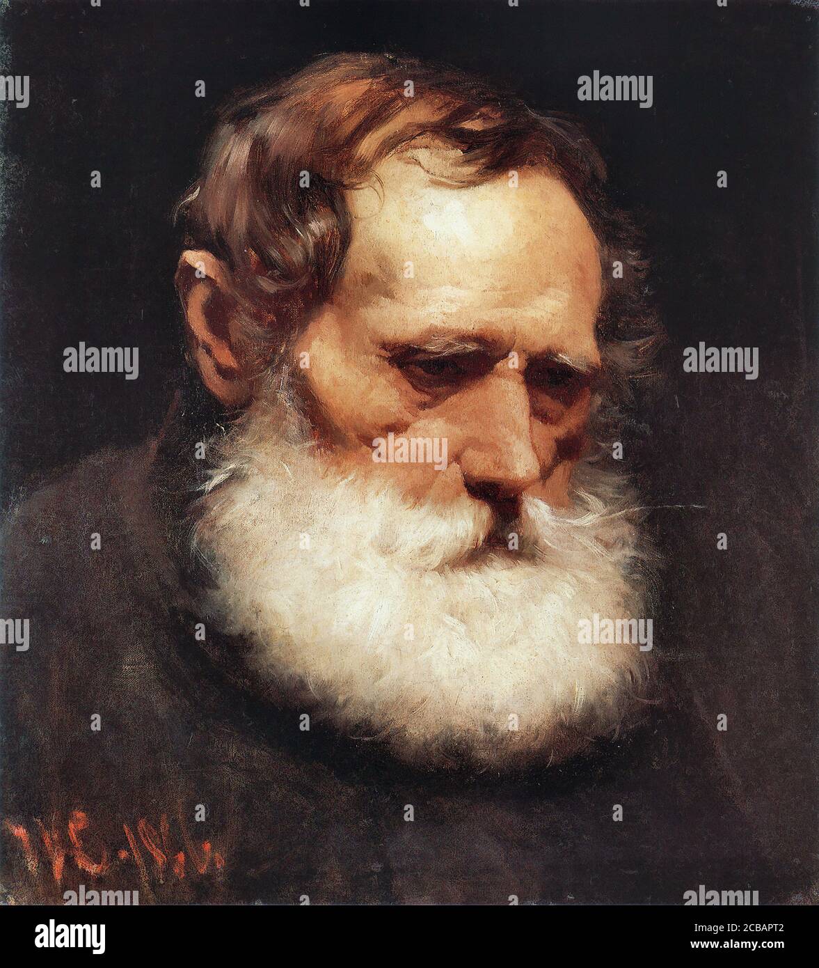 Leibl Wilhelm - WeissbÃ¤rtiger Alter (Kopfssud) - Scuola di tedesco - 19 ° secolo Foto Stock