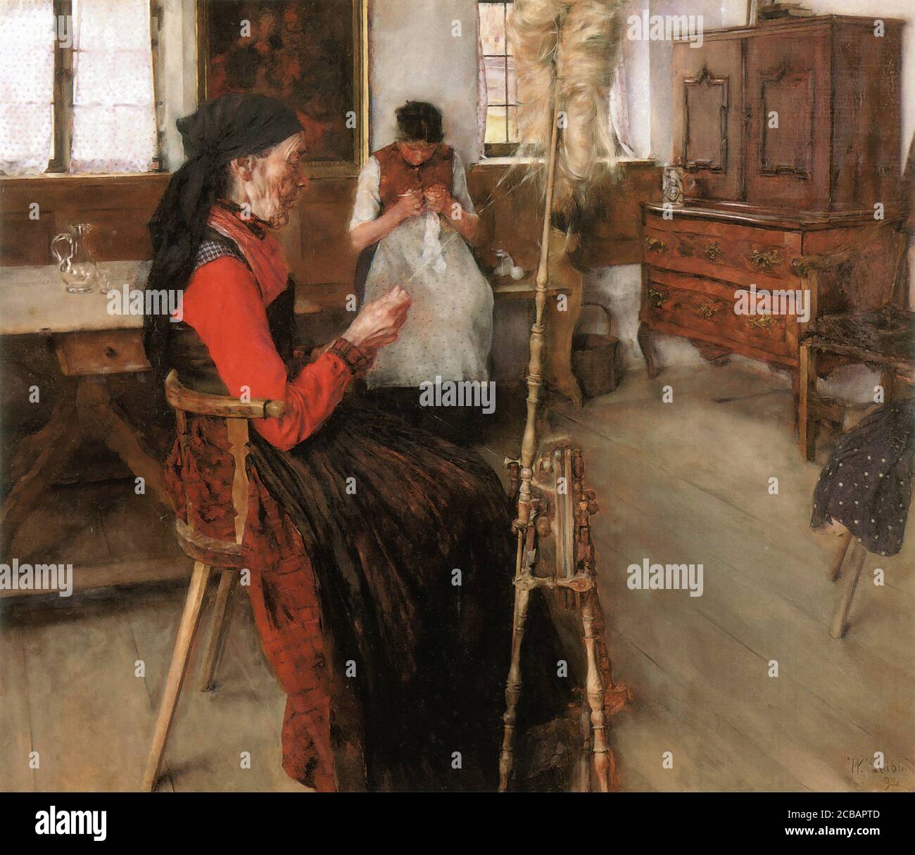 Leibl Wilhelm - lo Spinner - Scuola di Tedesco - 19 E all'inizio del XX secolo Foto Stock