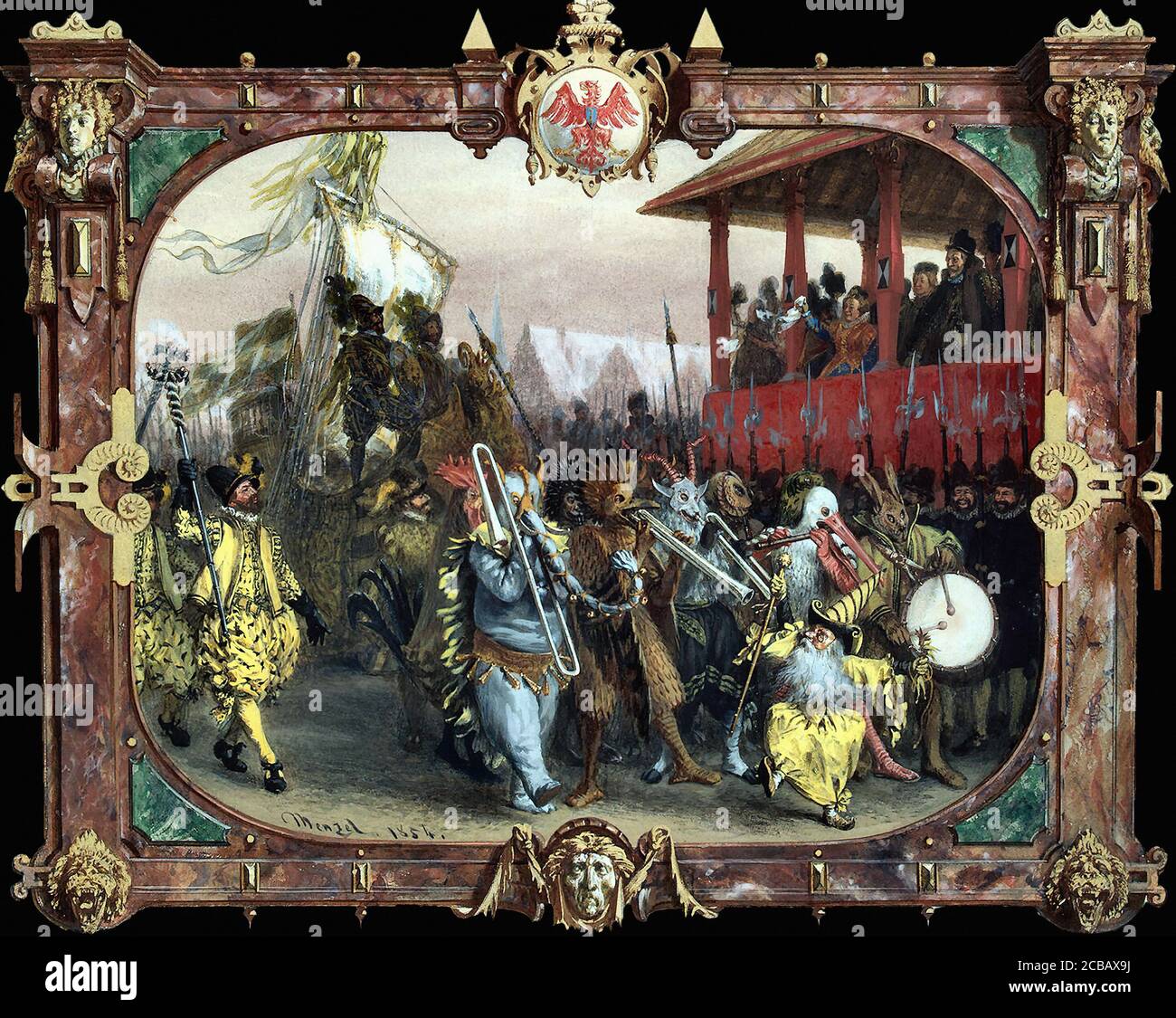 Menzel Adolph von - Processione festiva e Torneo a Berlino Nel 1592 sotto la guida di Johann Georg di Branderburg - Scuola tedesca - XIX e inizio XX secolo Foto Stock