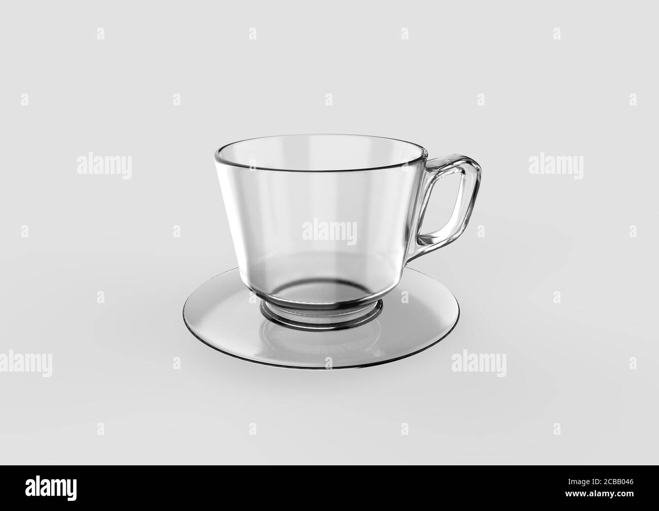 Rendering 3D DI un bianco Cup vuoto isolato su sfondo nero Foto Stock