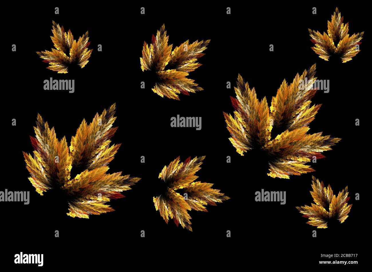 Astrazione frattale, Autumn Leaf su sfondo nero Foto Stock