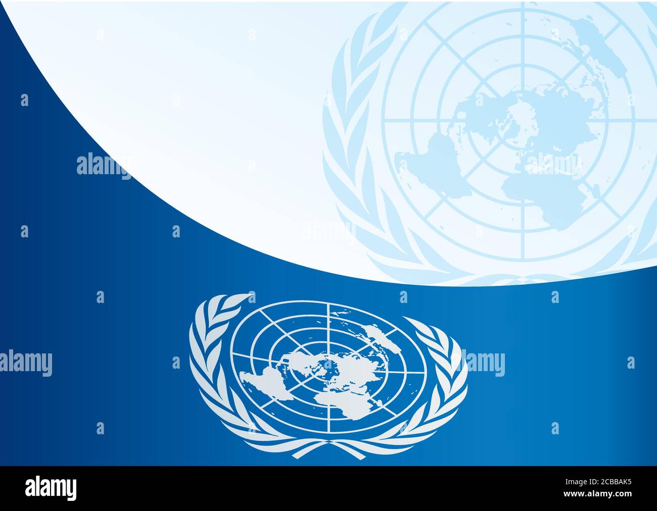 Bandiera delle Nazioni Unite (ONU), organizzazione intergovernativa, modello per il premio, un documento ufficiale con la bandiera delle Nazioni Unite Illustrazione Vettoriale