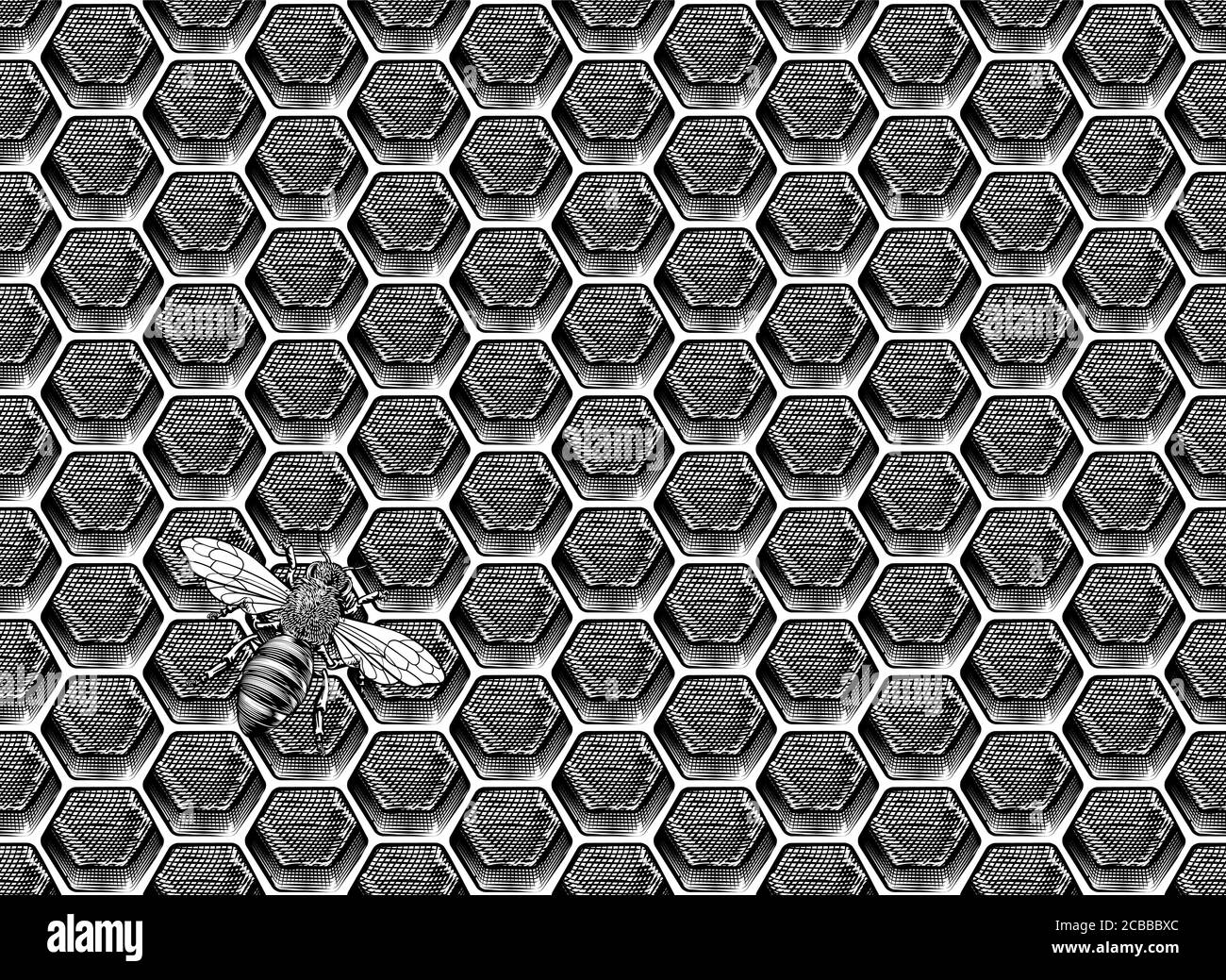 Ape Honeycomb modello sfondo disegno di miele Illustrazione Vettoriale