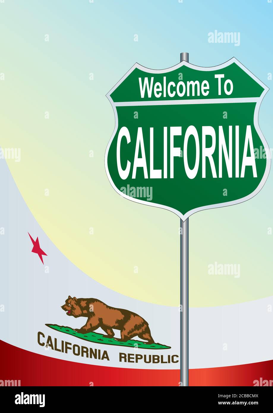 Welcome california road sign flag immagini e fotografie stock ad alta ...