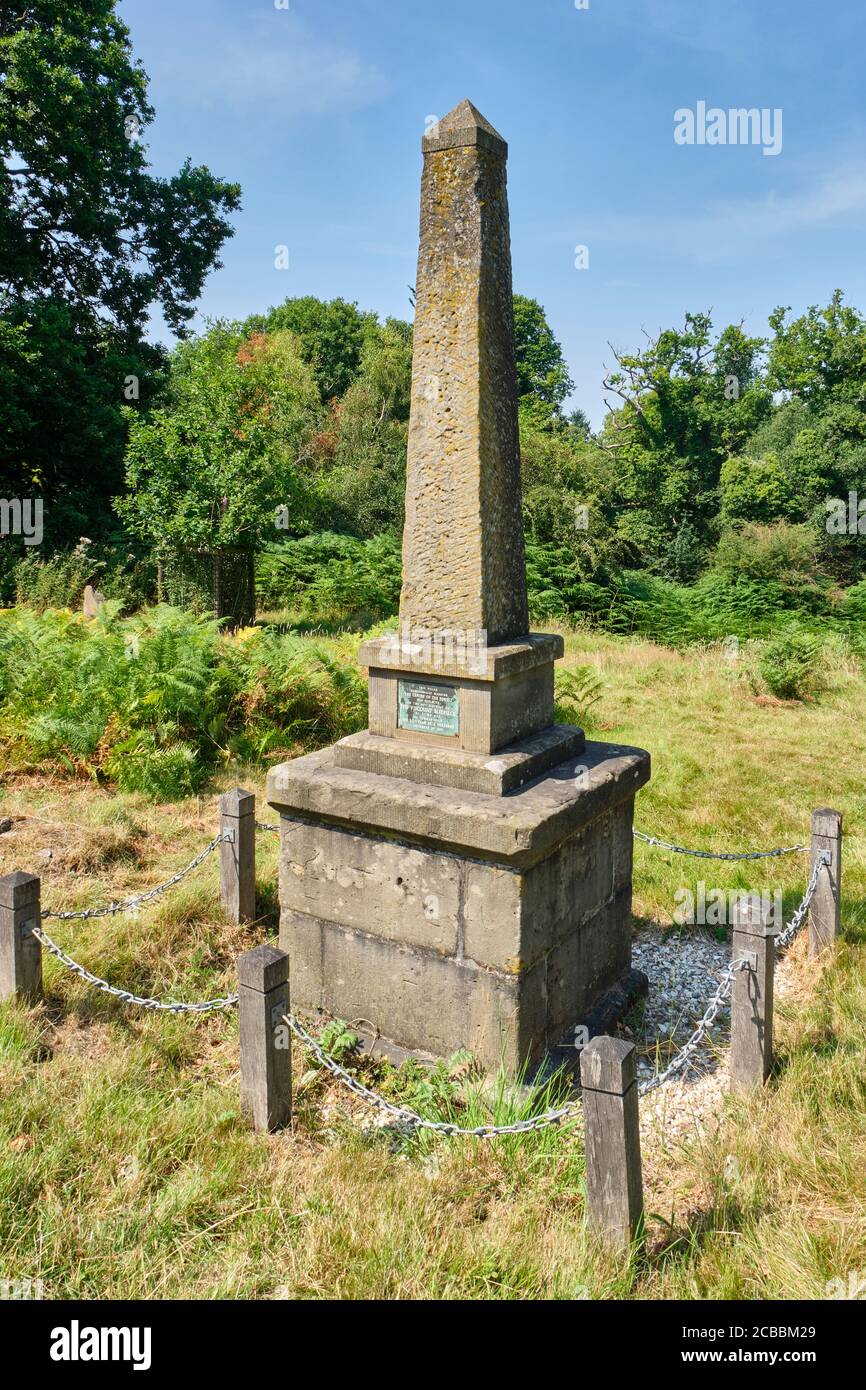 Pilastro che segna il centro della Foresta di Dean vicino Beechenhurst Woods, vicino a Coleford, Foresta di Dean, Gloucestershire Foto Stock